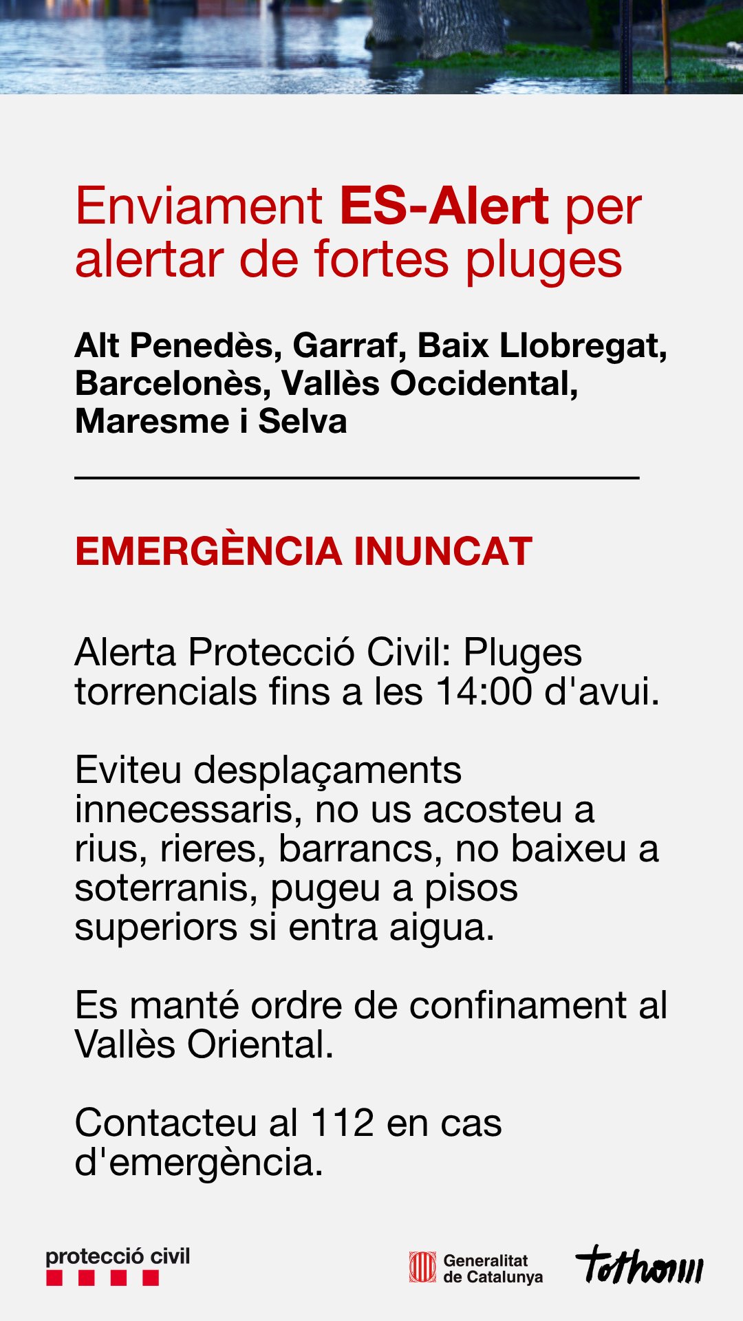 Missatge es-Alert enviat per la Generalitat el matí del dilluns 5 d'octubre